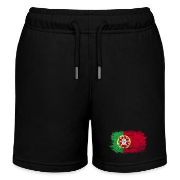 Portugiesische Flagge Pinselstrichkunst - Kinder Organic Joggingshorts Mini Bolter von Stanley/Stella - Schwarz - Vorne