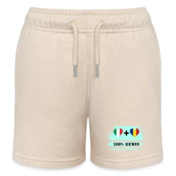 Italien und Rumänien 100% geniale Flagge - Kinder Organic Joggingshorts Mini Bolter von Stanley/Stella - Natur - Vorne