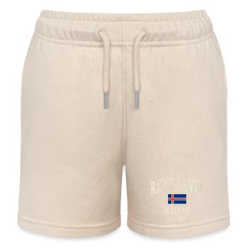 Reykjavik Iceland Vintage Flag Tee - Kids Organic Sweat Shorts by Stanley/Stella - soft Ecru - Front