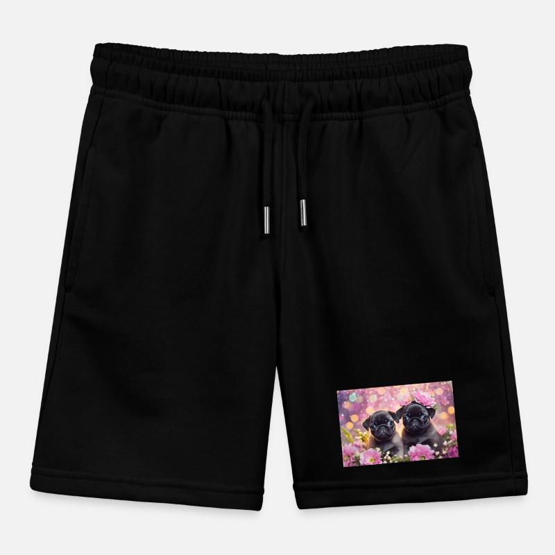 Petits chiens avec couronne de fleurs Short de jogging enfant bio Stanley/Stella