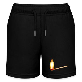 Allumette allumée avec une grande flamme chaude - Short de jogging enfant bio Stanley/Stella - noir - Devant