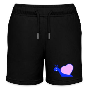 Snail Heart Snail Shell Cute Love Romantic - Kids Organic Sweat Shorts by Stanley/Stella - black - Front