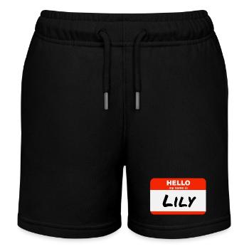Bonjour, je m’appelle Lily Étiquette Étiquette Étiquette - Short de jogging enfant bio Stanley/Stella - noir - Devant