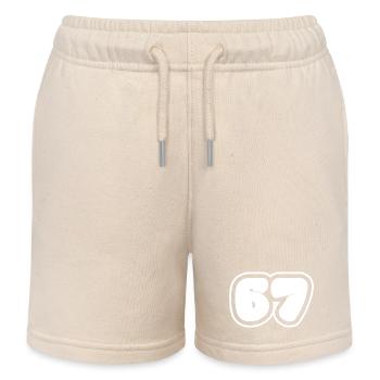 67 number - Kids Organic Sweat Shorts by Stanley/Stella - soft Ecru - Front
