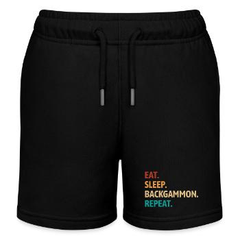 Eat Sleep Backgammon Repeat | Board Game - Kids Organic Sweat Shorts by Stanley/Stella - black - Front
