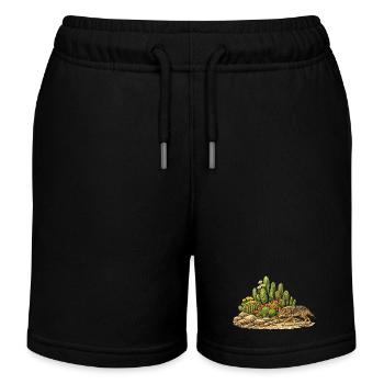 Cactus with Coyote - Kids Organic Sweat Shorts by Stanley/Stella - black - Front