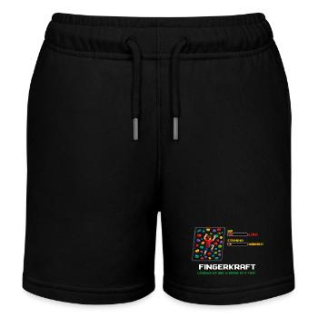 Retro Pixel Art Bouldering: Leveling Up Saying - Kids Organic Sweat Shorts by Stanley/Stella - black - Front
