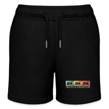 Train Conductor - Locomotive - Train Driver Gifts - Kids Organic Sweat Shorts by Stanley/Stella - black - Front