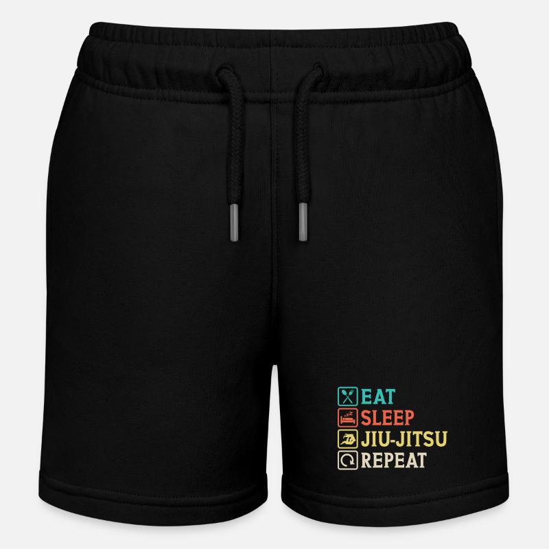 Eat Sleep Jiu-Jitsu Repeat Jiu Jitsu - Kids Organic Sweat Shorts by Stanley/Stella - black