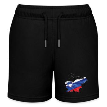 Slowenien Flagge in der Slowenien Landkarte SI - Kinder Organic Joggingshorts Mini Bolter von Stanley/Stella - Schwarz - Vorne