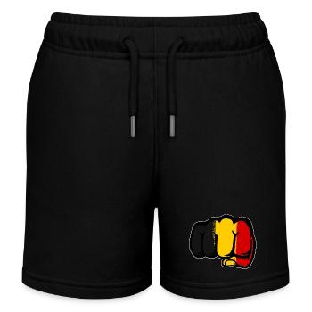 Belgien Flagge Hand Faust - Kinder Organic Joggingshorts Mini Bolter von Stanley/Stella - Schwarz - Vorne