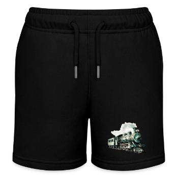 Polygonale Pracht: Die kunstvolle Dampflok - Kinder Organic Joggingshorts Mini Bolter von Stanley/Stella - Schwarz - Vorne
