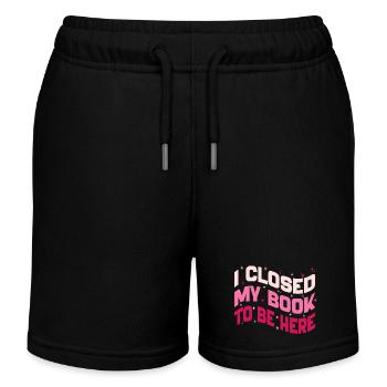 Ich habe mein Buch geschlossen, um hier zu sein und Bücherwurm lustig zu lesen - Kinder Organic Joggingshorts Mini Bolter von Stanley/Stella - Schwarz - Vorne