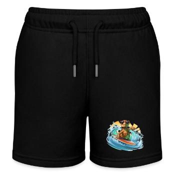 Surfende Schildkröte - Kinder Organic Joggingshorts Mini Bolter von Stanley/Stella - Schwarz - Vorne