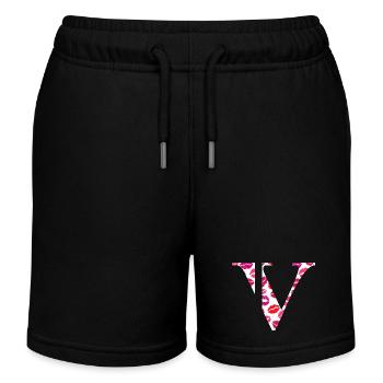 Lettre v bisous - Short de jogging enfant bio Stanley/Stella - noir - Devant