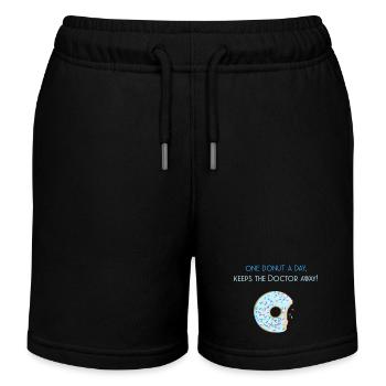 One donut a day, keeps the doctor away! - Kids Organic Sweat Shorts by Stanley/Stella - black - Front