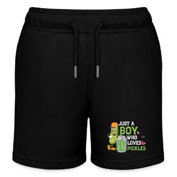 Just A Boy Who Loves Pickles Dill Vegan Cucumber - Kinder Organic Joggingshorts Mini Bolter von Stanley/Stella - Schwarz - Vorne