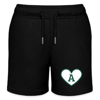Letter with a heart sport trendy green - gift idea - Kids Organic Sweat Shorts by Stanley/Stella - black - Front