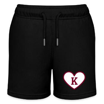 Buchstabe k Herz Sport Trend Burgund - Geschenkidee - Kinder Organic Joggingshorts Mini Bolter von Stanley/Stella - Schwarz - Vorne