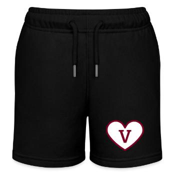 Buchstabe V Herz Sport Trend Burgund - Geschenkidee - Kinder Organic Joggingshorts Mini Bolter von Stanley/Stella - Schwarz - Vorne