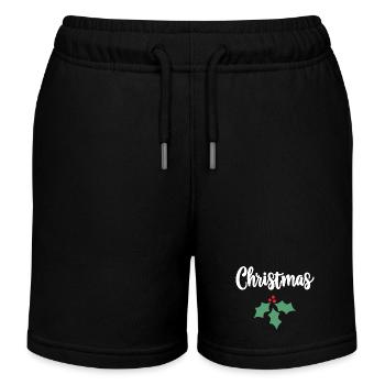 Christmas Holly - Kids Organic Sweat Shorts by Stanley/Stella - black - Front