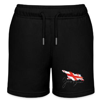Georgien Flagge in der Georgien Landkarte EN - Kinder Organic Joggingshorts Mini Bolter von Stanley/Stella - Schwarz - Vorne