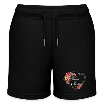 Témoin de la mariée cœur doré Floral - Short de jogging enfant bio Stanley/Stella - noir - Devant