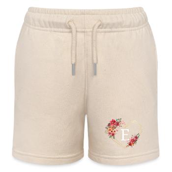 Buchstabe e florales goldenes Herz - Kinder Organic Joggingshorts Mini Bolter von Stanley/Stella - Natur - Vorne