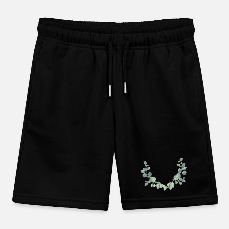 delicate eucalyptus branches as a half wreath Kids Organic Sweat Shorts by Stanley/Stella