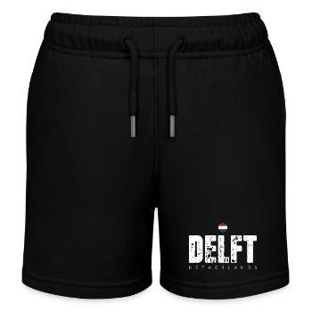 Delft Distressed Wordmark - Kids Organic Sweat Shorts by Stanley/Stella - black - Front