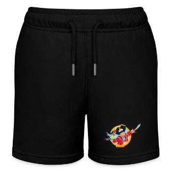 Käpt'n Sharky Und Papagei Als Signet - Kinder Organic Joggingshorts Mini Bolter von Stanley/Stella - Schwarz - Vorne