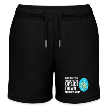 Life’s Better Upside Down Underwater Swimming - Kids Organic Sweat Shorts by Stanley/Stella - black - Front