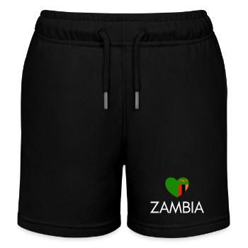 Herz mit sambischer Flagge, ich liebe Sambia - Kinder Organic Joggingshorts Mini Bolter von Stanley/Stella - Schwarz - Vorne