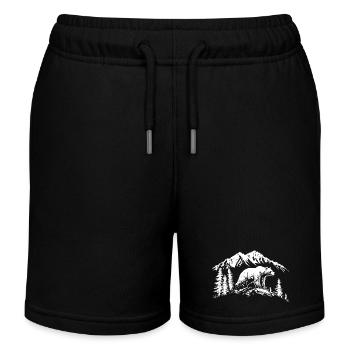Grizzly, Ours, Nature, Silhouette, Montagnes, Forêt - Short de jogging enfant bio Stanley/Stella - noir - Devant