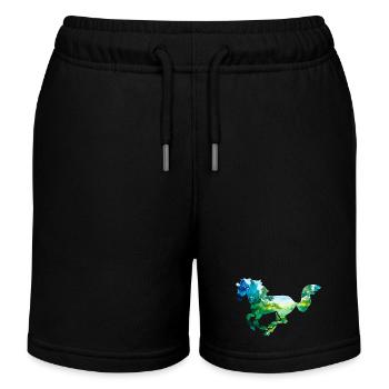 Pferd Reiten Wald Galopp Pferdesport Turnier Girl - Kinder Organic Joggingshorts Mini Bolter von Stanley/Stella - Schwarz - Vorne