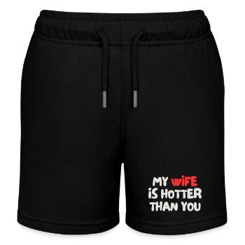 Meine Frau ist heißer als du - Kinder Organic Joggingshorts Mini Bolter von Stanley/Stella - Schwarz - Vorne