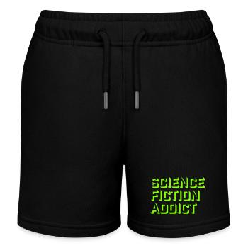 Science Fiction Addict Sci Fi Lover Quote Text - Kids Organic Sweat Shorts by Stanley/Stella - black - Front