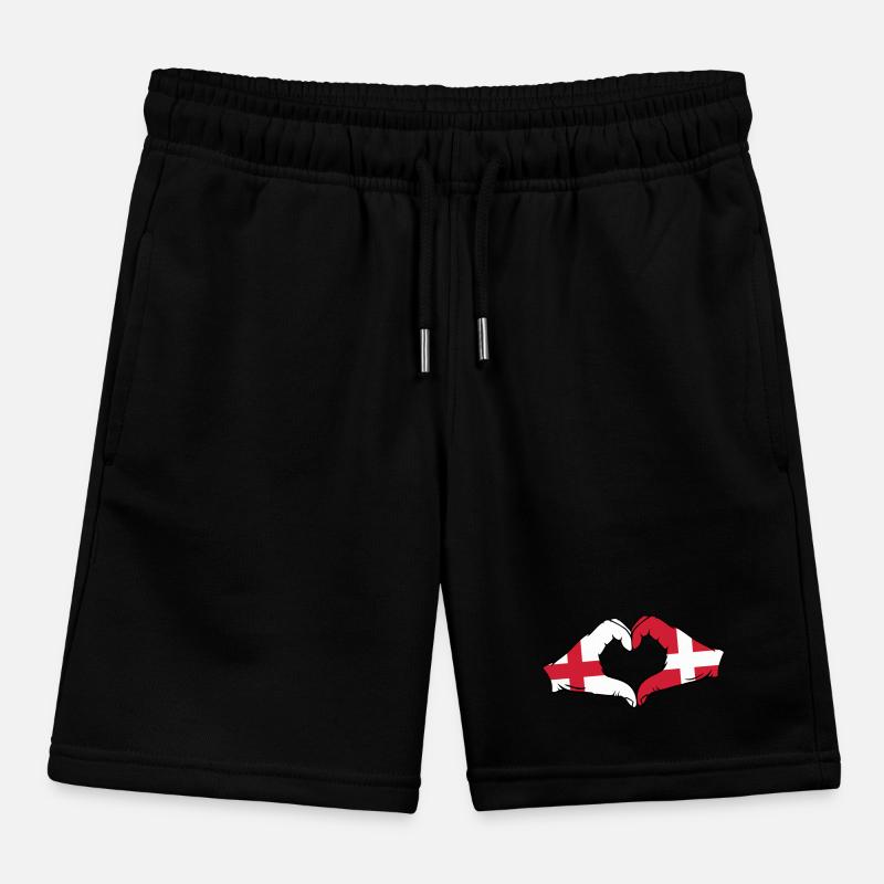 Angleterre Danemark drapeau mains forme coeur utilisé Short de jogging enfant bio Stanley/Stella