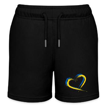 Herz Bürste Flagge der Ukraine Design Farbe Fahne - Kinder Organic Joggingshorts Mini Bolter von Stanley/Stella - Schwarz - Vorne