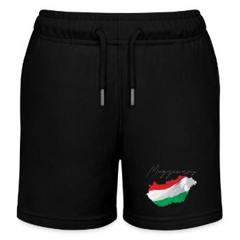 Hungary flag in Hungary map HU - Kids Organic Sweat Shorts by Stanley/Stella - black - Front