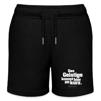 Zitat Das Geistige kommt hier zu kurz - Kinder Organic Joggingshorts Mini Bolter von Stanley/Stella - Schwarz - Vorne