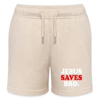 Jesus saves bro - Kids Organic Sweat Shorts by Stanley/Stella - soft Ecru - Front