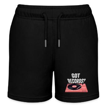 Got Records? Vintage Fan Vinyl - Kids Organic Sweat Shorts by Stanley/Stella - black - Front