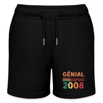 génial depuis 2008 - cadeau d'anniversaire - Short de jogging enfant bio Stanley/Stella - noir - Devant
