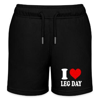 I Love Leg Day Heart Funny Witty - Kids Organic Sweat Shorts by Stanley/Stella - black - Front