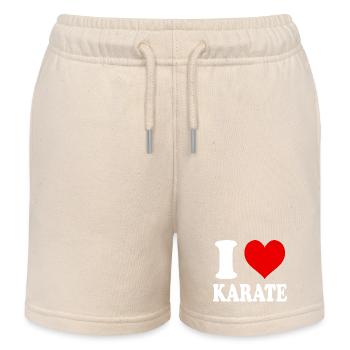 I Love Karate Heart Funny Witty - Kids Organic Sweat Shorts by Stanley/Stella - soft Ecru - Front