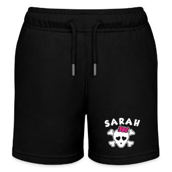 Pirate Sarah Design for Girls and Women - Kids Organic Sweat Shorts by Stanley/Stella - black - Front