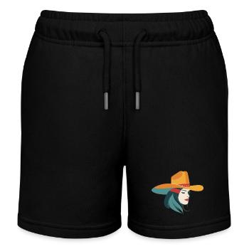 Girl with cowboy hat - Kids Organic Sweat Shorts by Stanley/Stella - black - Front
