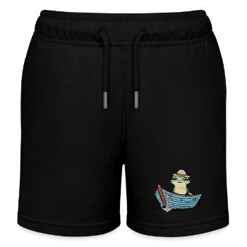 Grenouille, Grenouilles, Bateau, Étang, Nature - Short de jogging enfant bio Stanley/Stella - noir - Devant
