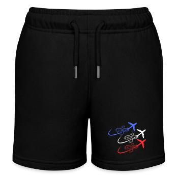 Patrouille de France, blau, weiß, rote Flugzeuge - Kinder Organic Joggingshorts Mini Bolter von Stanley/Stella - Schwarz - Vorne